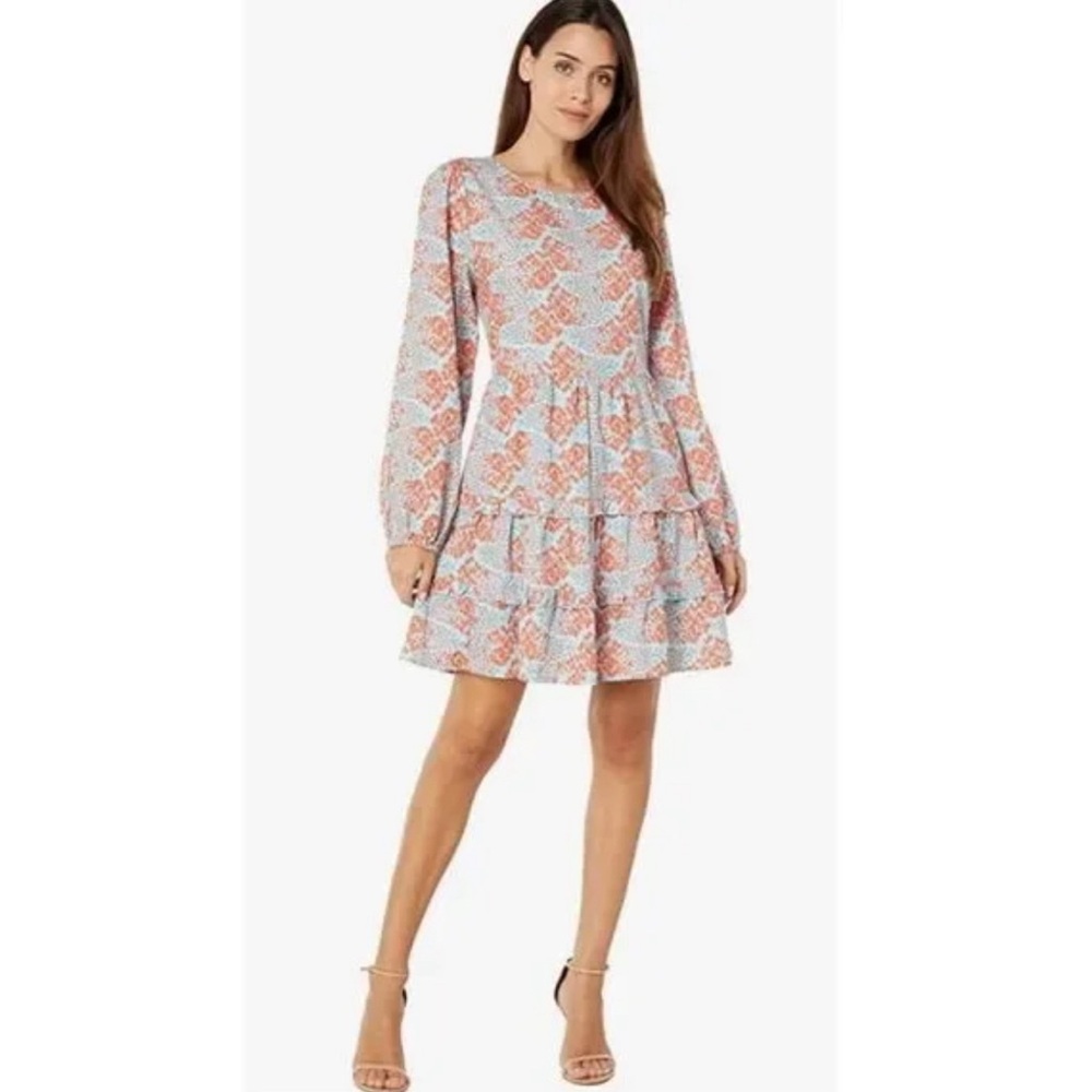 Roller Rabbit Dening Cotton Nori Dress in Blue Orange Size Large (L)